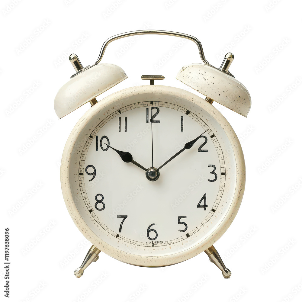 Aufkleber classic alarm clock on a clean transparent background showing time in a minimalist style, alarm cloc