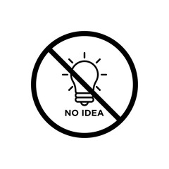 No Idea sign vector in black colors