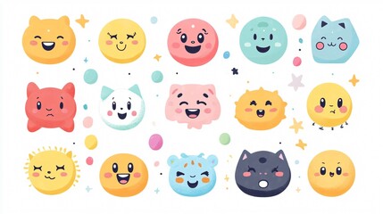 Fototapeta premium Cute Kawaii Emoji: Wide-angle Centered Composition for Playful Designs