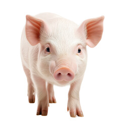 Cute small Png pig standing on a clean transparent background looking curiously at the viewer with its bright eyes, a small Png pig, transparent background.