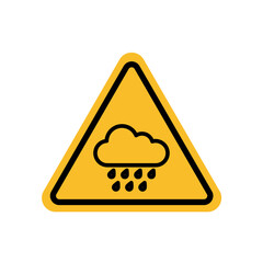 Rain warning sign in yellow color