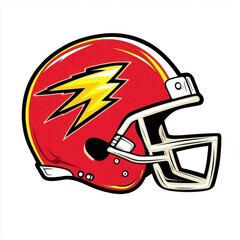 Fototapeta premium Red football helmet with a lightning bolt design.