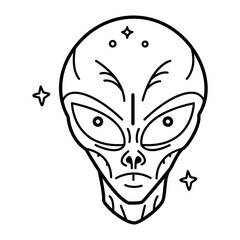 A hand drawn icon of an alien head
