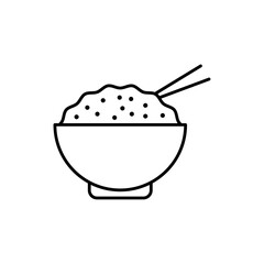 Rice bowl icon in liner stroke style