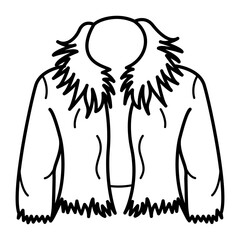 Fur jacket icon in hand drawn style