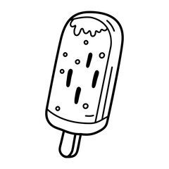Ice popsicle icon in doodle style