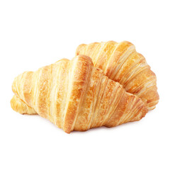 Tasty fresh croissants isolated on white. Puff pastry