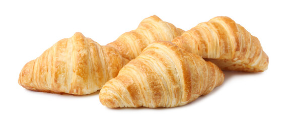 Tasty fresh croissants isolated on white. Puff pastry