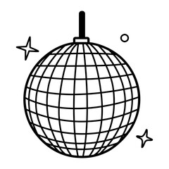 Disco ball icon in doodle style