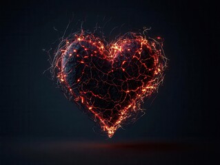 A glowing Valentineinspired AIdriven computational art generator, producing heartthemed visuals