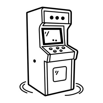 Arcade game machine icon in doodle style