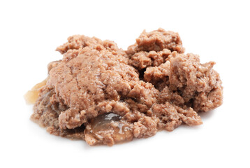 Portion of wet pet food isolated on white