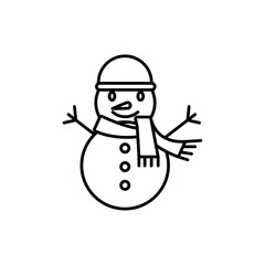 Snowman icon in liner stroke style