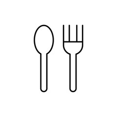 Spoon and Fork icon in liner stroke style