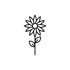 Sunflower icon in liner stroke style