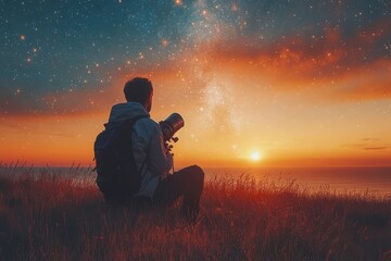 Photographer Captures Sunset Over Cosmic Landscape