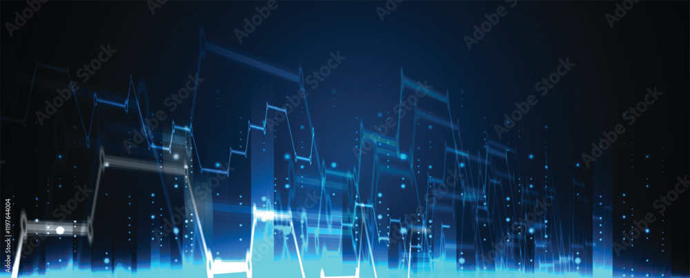 Poster technology and innovation abstract concept on blue background