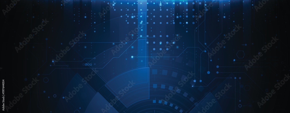 Aufkleber technology and innovation abstract concept on blue background