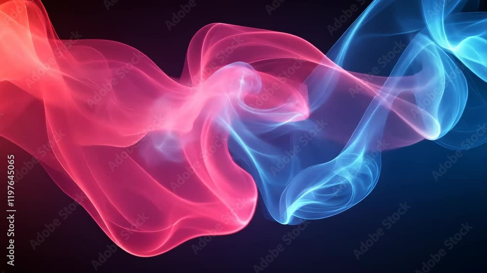 Aufkleber colorful wisps of red and blue smoke swirl and blend against a dark background creating a dynamic vi