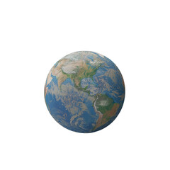 Fototapeta premium A detailed 3D model of planet Earth showing continents oceans and landmasses on a transparent background perfect for presentations or educational materials