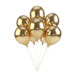 Shiny gold balloons bunch floating celebration party decoration festive event glossy balloons happy birthday anniversary image background transparent