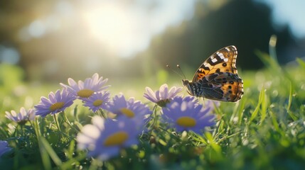 Obraz premium Butterfly on Green Field