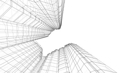 3d rendering sketch of modern building