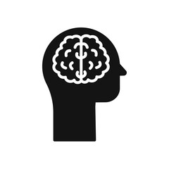Human brain icon Simple thin line flat symbol