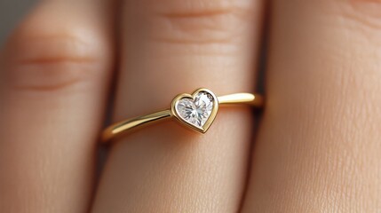 Minimalist promise ring, small heart shaped diamond generative ai