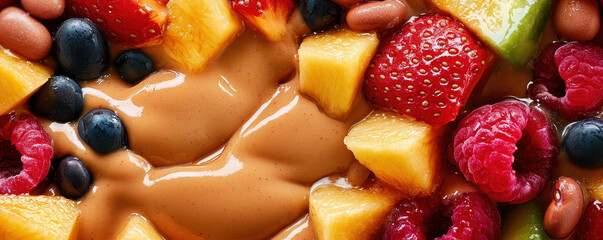 Delicious fruit and nut butter mix with vibrant colors and textures