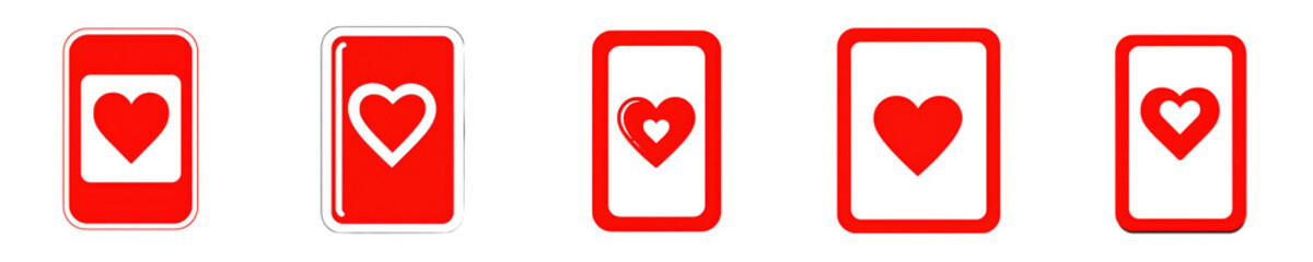 Valentine elements. Collection set playing cards featuring heart symbols.