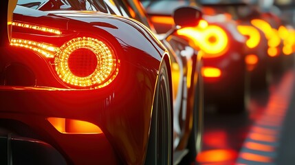 Fototapeta premium Rear Lights of Racing Cars