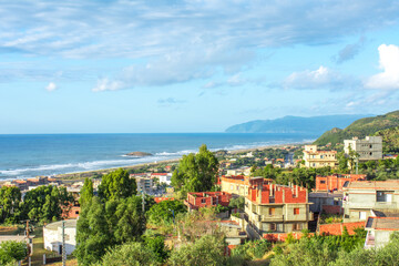 Obraz premium algeria, village, mediterranean sea, africa, north africa, algiers, aerial africa, algeria village, algerian, african village, algeria tourism, aerial, arab, road, arabic, jijel, morning, african.