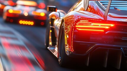 Naklejka premium Rear Lights of Racing Cars