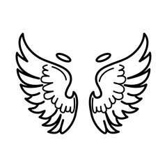 Angel wings sign icon in doodle style