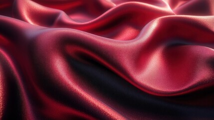 Obraz premium Close-up of luxurious red satin fabric with elegant folds and soft texture, ideal for fashion design