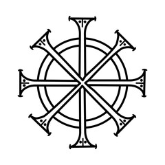 Chi rho sign icon in sketchy style