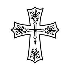 A doodle style icon of cross symbol