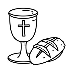 Communion icon in hand drawn style