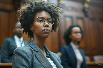 Obraz premium Generative AI Image of young Senior male female Judge in Courtroom Wearing Robes