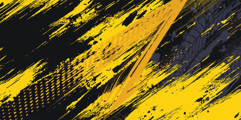 Abstract black and yellow background with tire tracks.. vector illustration eps 10 © m