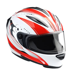 Modern Png and red motorcycle helmet for safety during sport biking activities, A Modern protection sport bike helmet, transparent background.