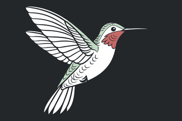 hummingbird and flower vector 