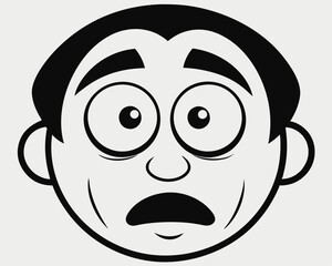 Cartoon Facial Expressions in Black and White Line Art for Emotive Character Design