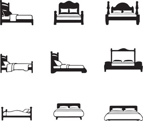 A bed coloring page line art design in white background