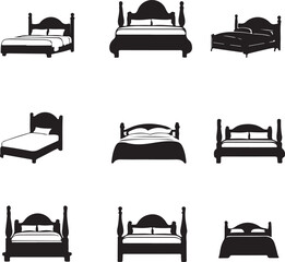 A bed coloring page line art design in white background