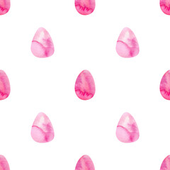 Easter eggs pink background. Seamless watercolor pattern with cute pink eggs for wrapping paper, wallpaper, holidays textile, fabric