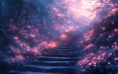 Pink Blossom Stairway Enchanted Woods