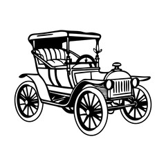 Vintage old car icon in doodle style