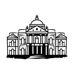 A hand drawn style icon of church building